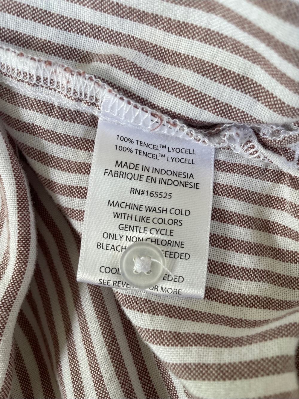 Lola River Women's Striped Button-Down Shirt in Brown and White - Picture 4 of 4